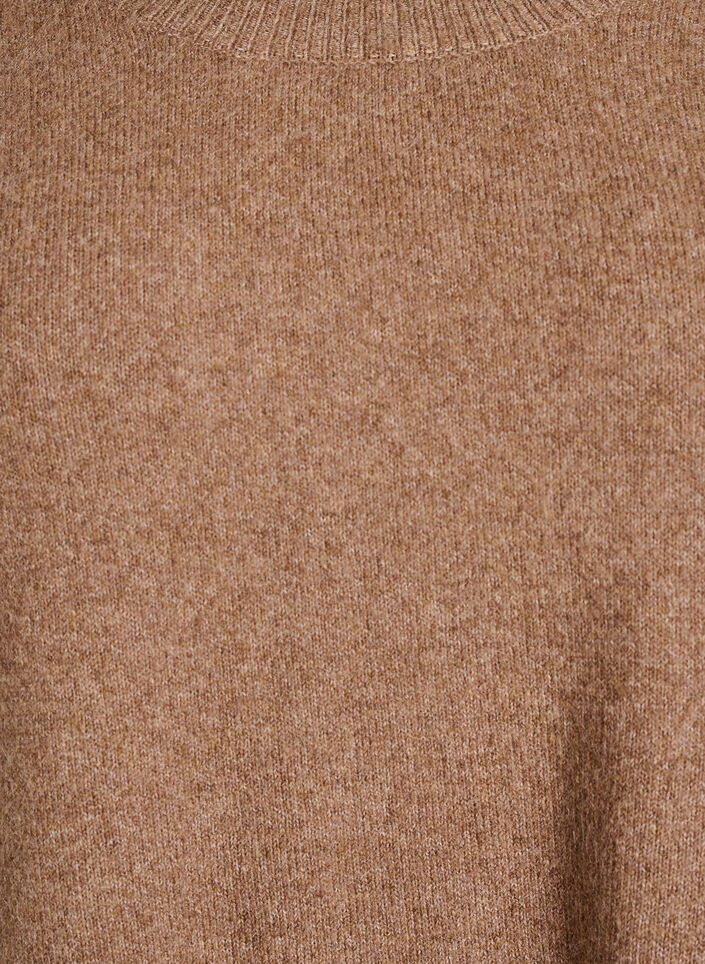 Lang strikbluse med kugleknapper, Brun, Packshot image number 2
