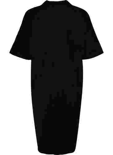 Lang viskoseskjorte med korte ærmer, Black, Packshot image number 1