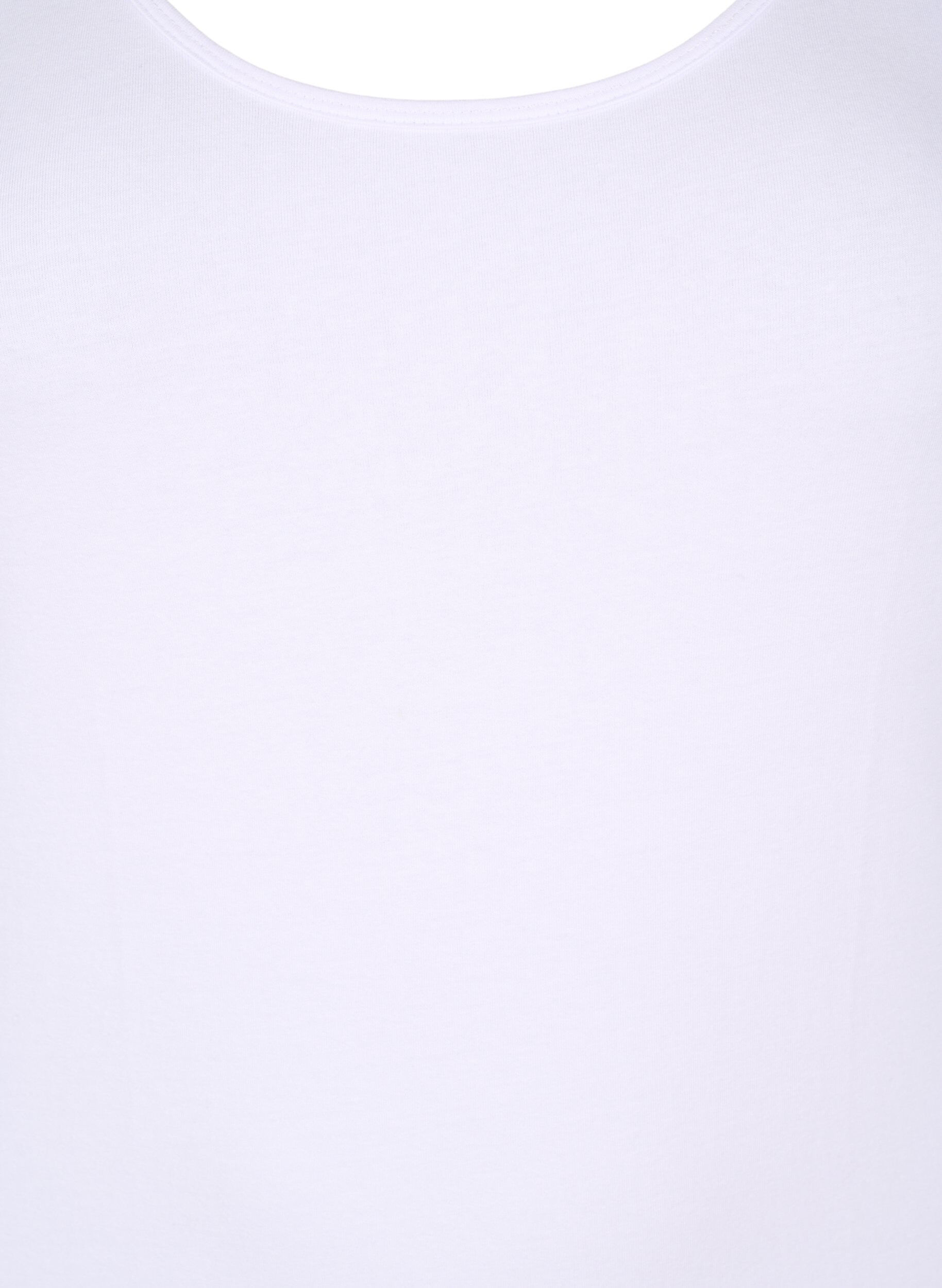 Zizzi Ensfarvet basis top i bomuld, Hvid, Packshot image number 2