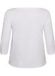Basis T-shirt med b&aring;dudsk&aelig;ring og 3/4-&aelig;rmer, Hvid, Packshot image number 1