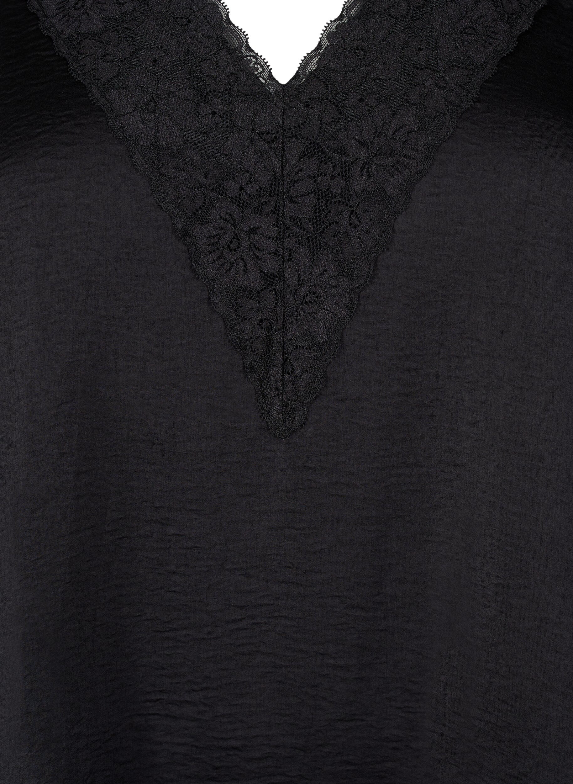 Zizzi &AElig;rmel&oslash;s top med blonde, Sort, Packshot image number 2