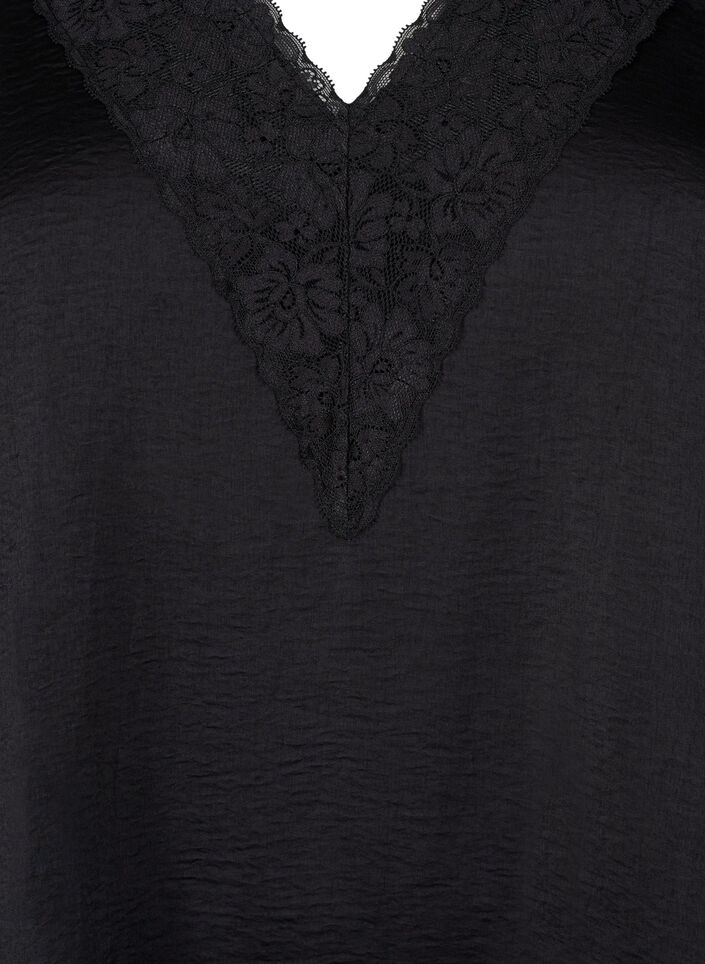 Ærmeløs top med blonde, Sort, Packshot image number 2