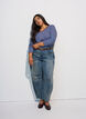 Stribet bluse med lange &aelig;rmer, Bl&aring;, Model image number 1