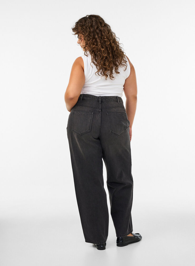 Kiana straight fit jeans med h&oslash;j talje, Sort, Model image number 1