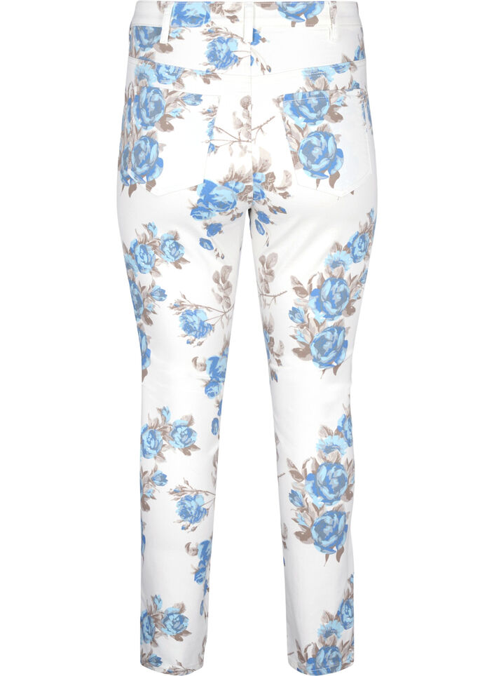 Super slim Amy jeans med blomsterprint, Hvid, Packshot image number 1