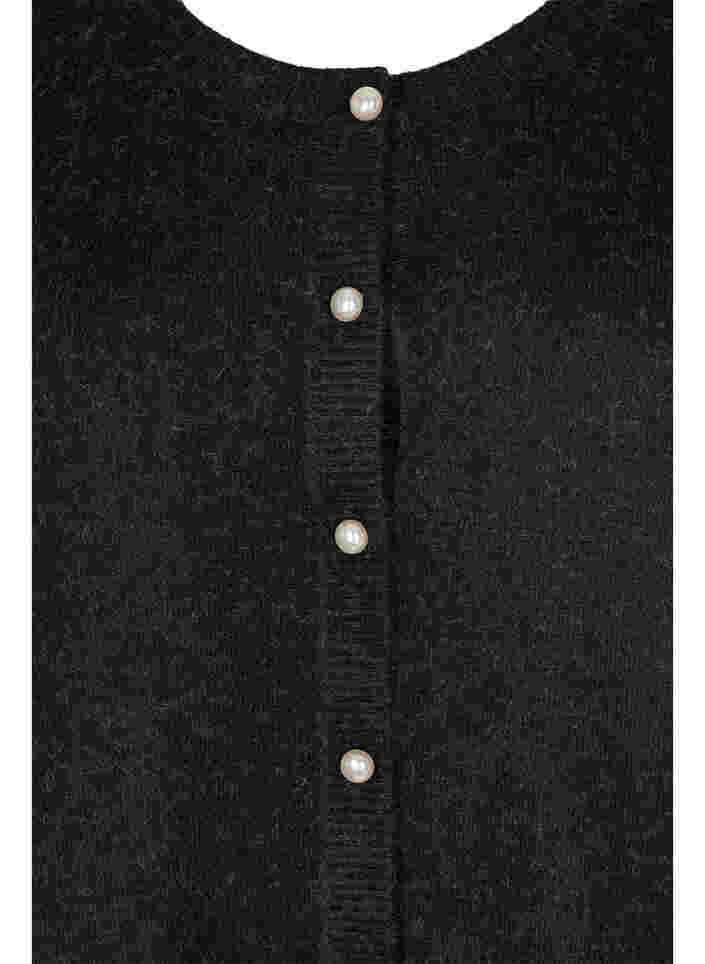 Kort meleret strikcardigan med perleknapper, Dark Grey Melange, Packshot image number 2