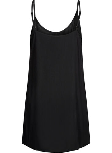 Ensfarvet strop kjole i viskose, Black, Packshot image number 1
