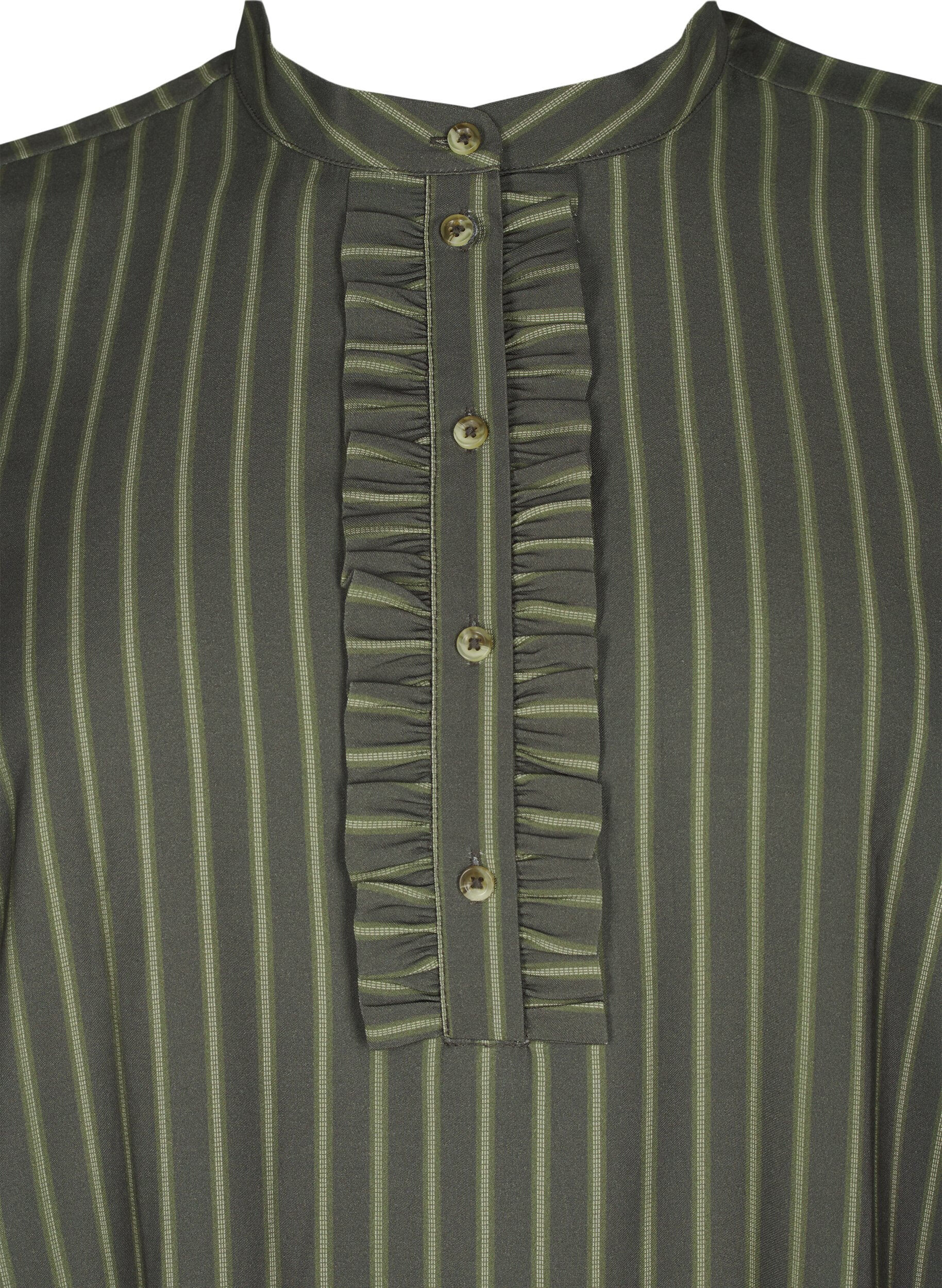 Zizzi Kort stribet kjole med fl&aelig;sedetalje, Thyme Stripe AOP, Packshot image number 2