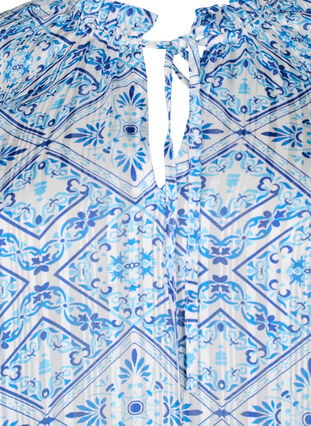 Langærmet bluse med flæser og print, Birch Graphic AOP, Packshot image number 2