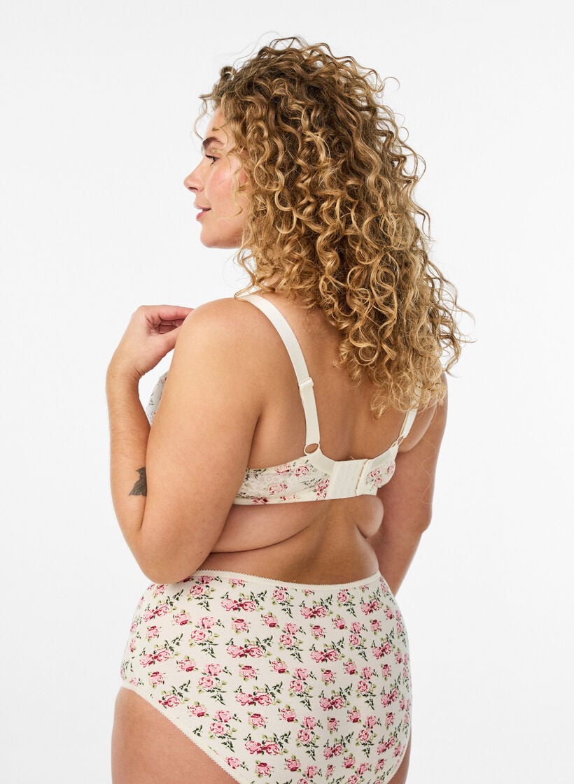 Full cover bh med blomstret blonde, Hvid, Model image number 2