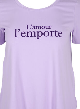 Kortærmet bomulds t-shirt med tryk,  Lavender LAMOUR, Packshot image number 2