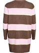 Lang strikcardigan med brede striber, Brun, Packshot image number 1