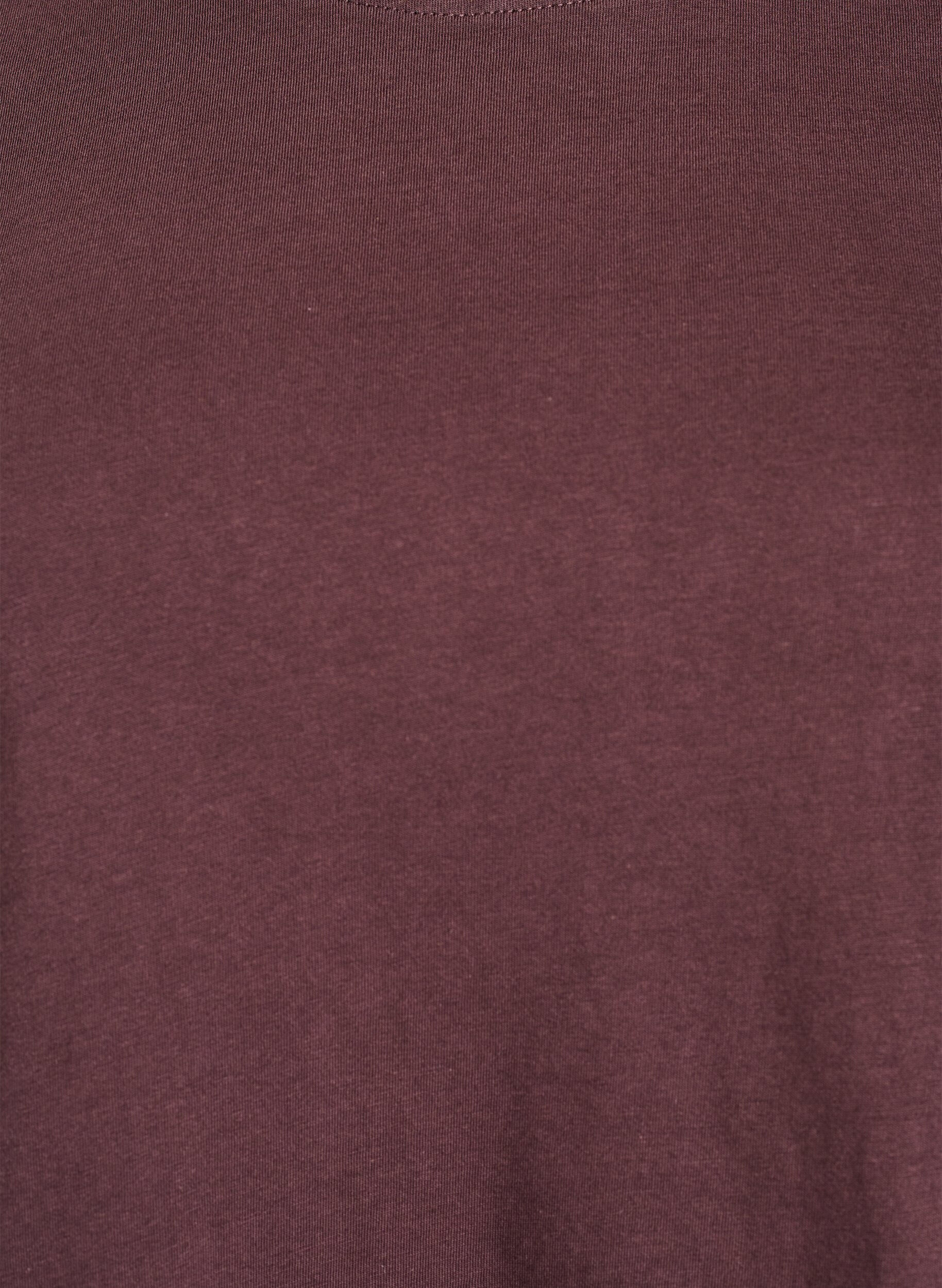 ZizziBasis t-shirt i bomuld med rund hals, Brun, Packshot image number 2