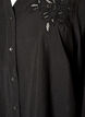 Skjortebluse med broderede blomsterapplikationer, Sort, Packshot image number 2