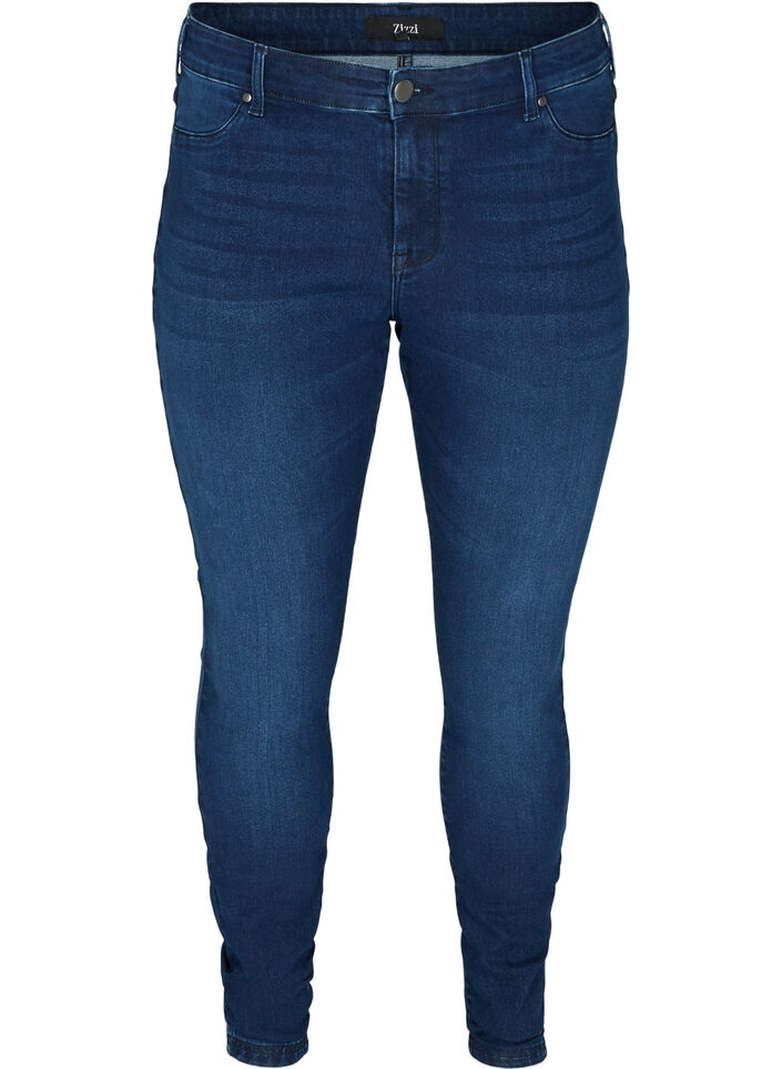 Jeggings i bomuldsblanding, Dark blue denim, Packshot image number 0