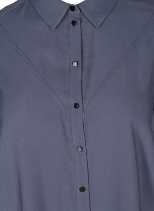 Lang ensfarvet skjorte i viskosemix, Odysses Gray, Packshot image number 2