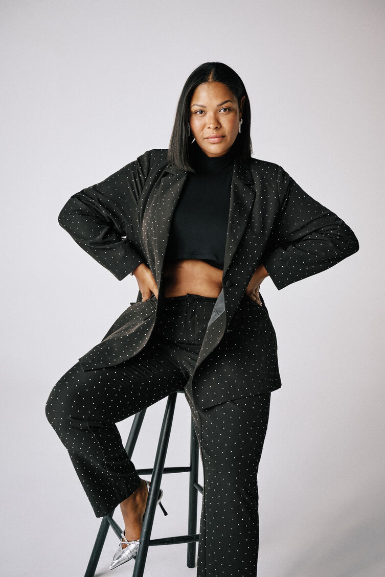 Blazer sæt med rhinsten, , Model