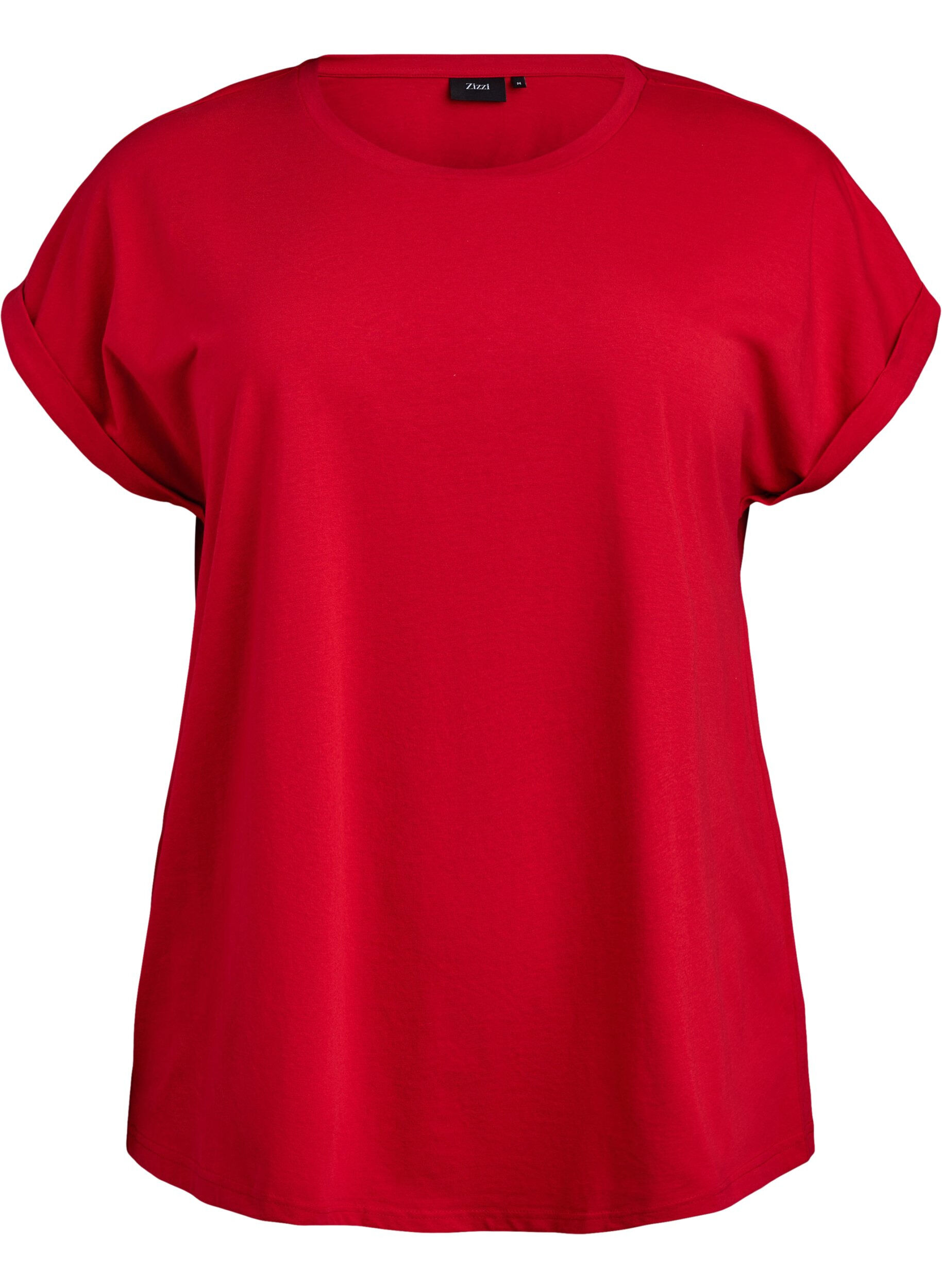 ZizziKort&aelig;rmet t-shirt i bomuldsblanding, R&oslash;d, Packshot image number 0