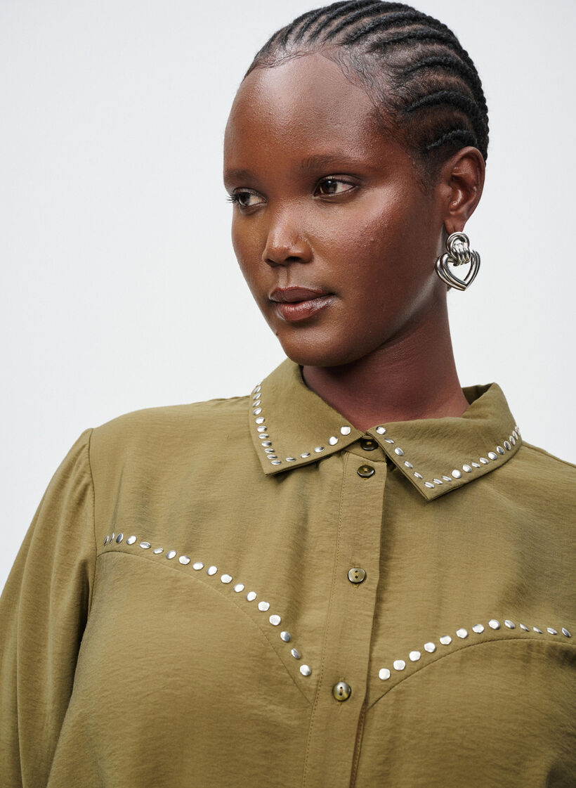 Skjorte med nitter, Grøn, Image image number 0