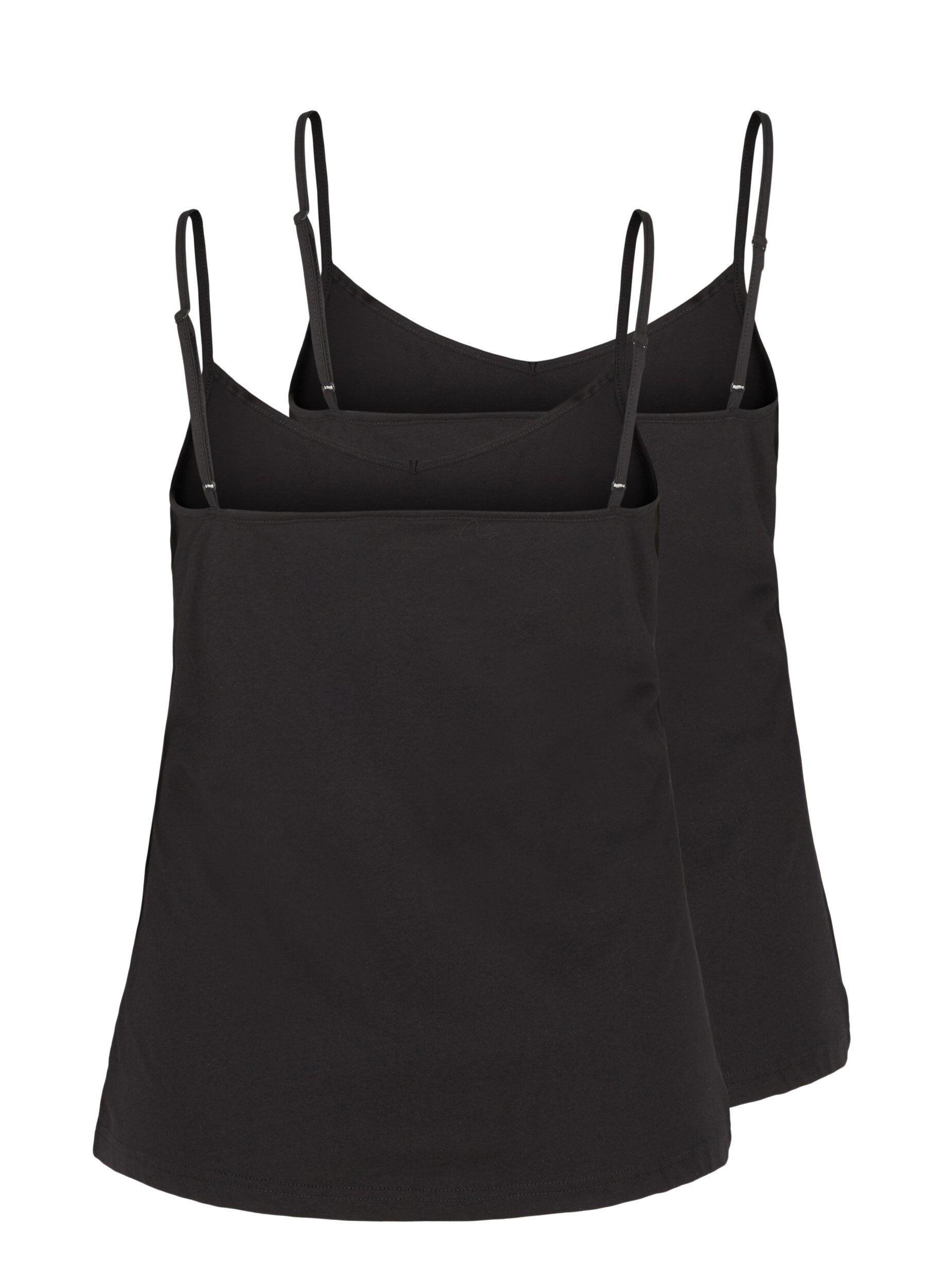 Zizzi 2-pak basis top i bomuld, Black, Packshot image number 1