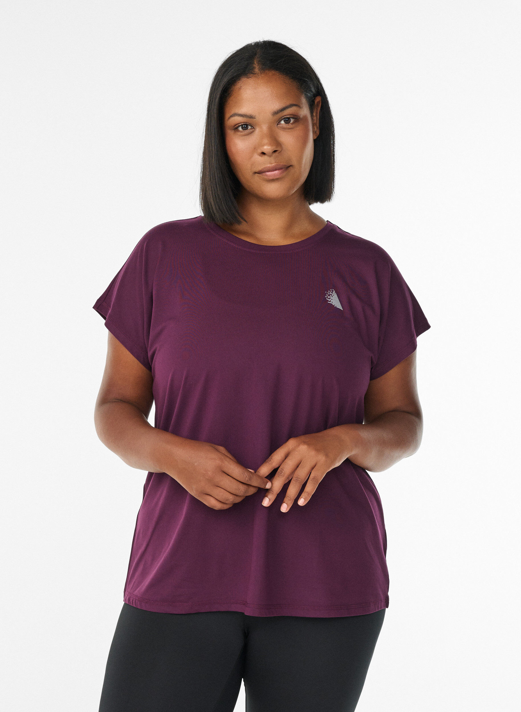 ZizziEnsfarvet tr&aelig;nings t-shirt, Lilla, Model image number 0