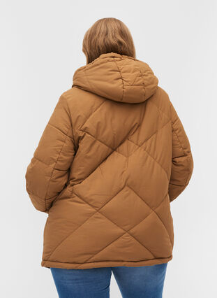 Kort vinterjakke med hætte og lommer, Rubber, Model image number 1