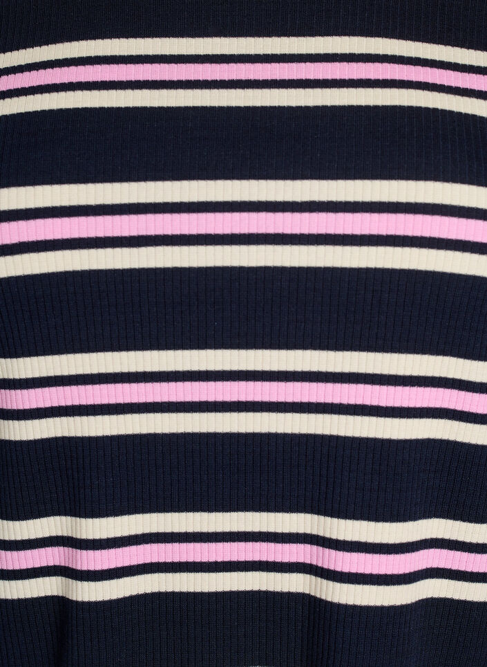 Lang&aelig;rmet natbluse i rib jersey med striber, Bl&aring;, Packshot