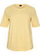 Ribbet jerseybluse med korte &aelig;rmer, Gul, Packshot image number 0