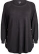 Strikbluse med knapper i siden, Sort, Packshot image number 0