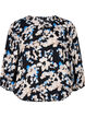 Viskosebluse med print og smock, Sort, Packshot image number 0