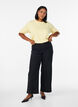 Finstrikket bluse med korte &aelig;rmer, Gul, Model image number 1