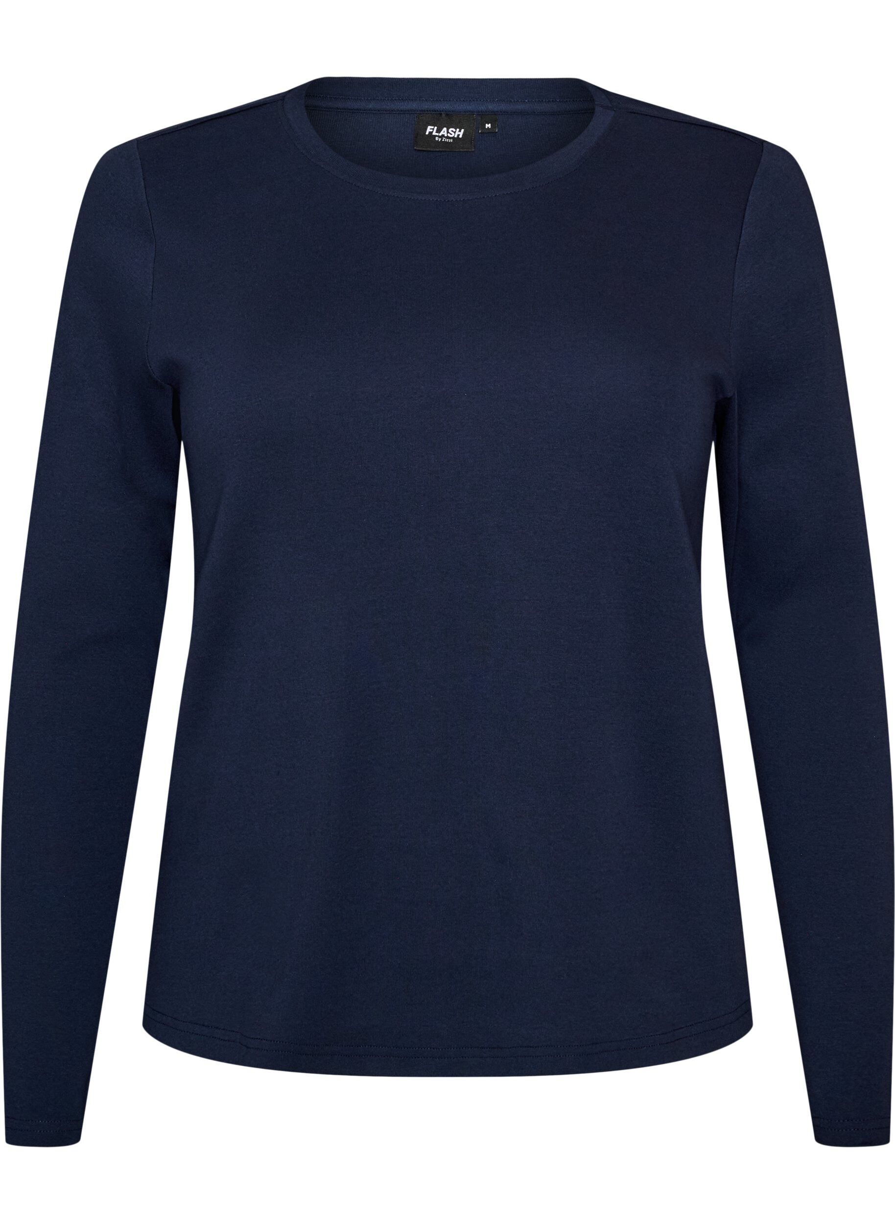 ZizziLang&aelig;rmet basis T-shirt med rund hals, Bl&aring;, Packshot image number 0