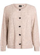Cardigan med sl&oslash;jfeknapper og hulm&oslash;nster, Beige, Packshot image number 0