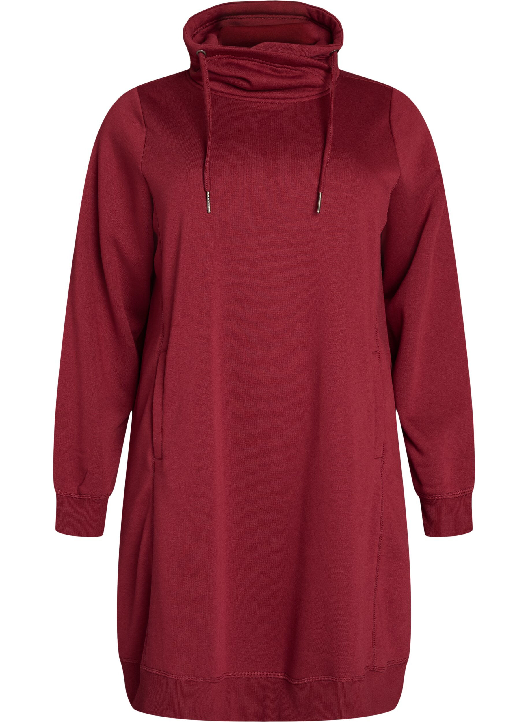 ZizziKort sweatkjole med h&oslash;j krave og lommer, R&oslash;d, Packshot image number 0