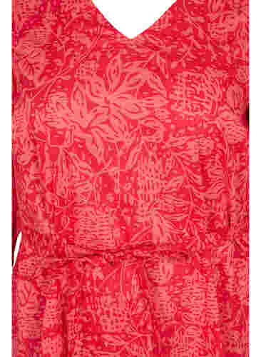 Printet kjole med bindebånd, Ribbon Red AOP, Packshot image number 2