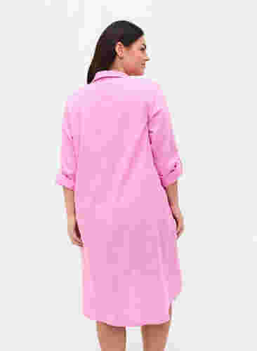 Kjole med v-udskæring og krave, Begonia Pink, Model image number 1
