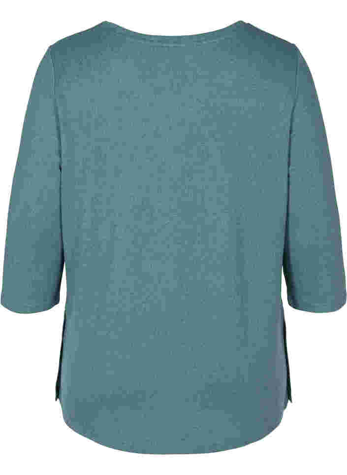 Bluse med 3/4 ærmer og knapper, North Atlantic Mel., Packshot image number 1