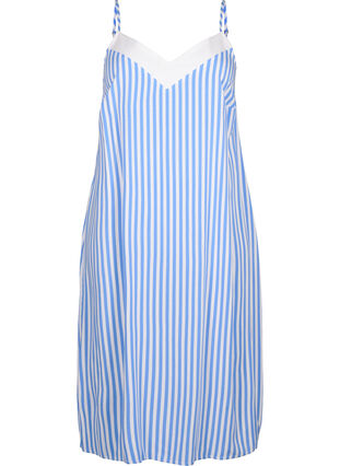 FLASH - Stribet stropkjole i viskose, L. Blue White Stripe, Packshot image number 0