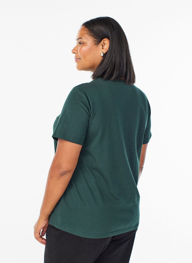 Basis t-shirt i bomuld med rund hals, Gr&oslash;n, Model image number 2