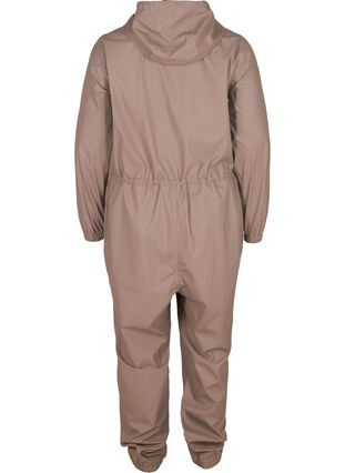 Regn jumpsuit med hætte og lommer, Iron, Packshot image number 1