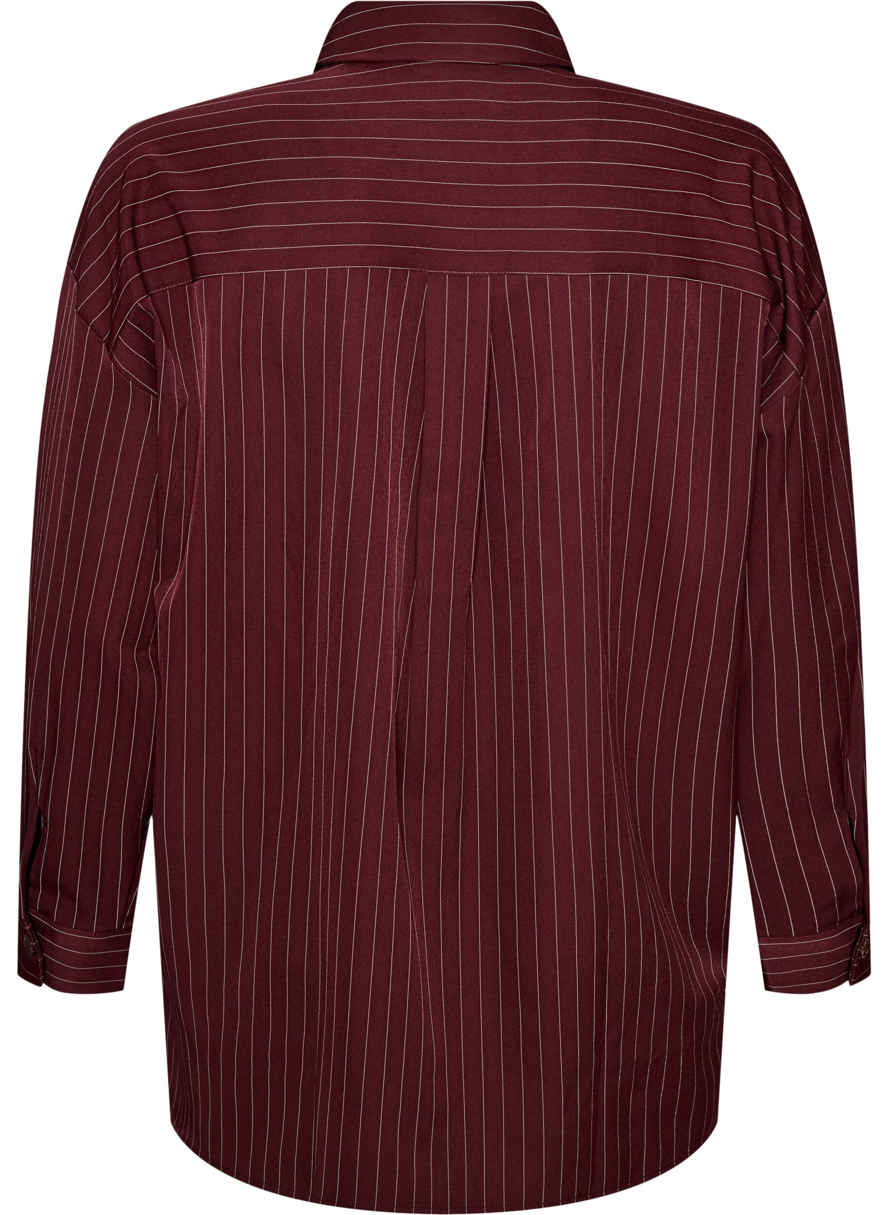 ZizziN&aring;lestribet skjorte med brystlommer, R&oslash;d, Packshot image number 1