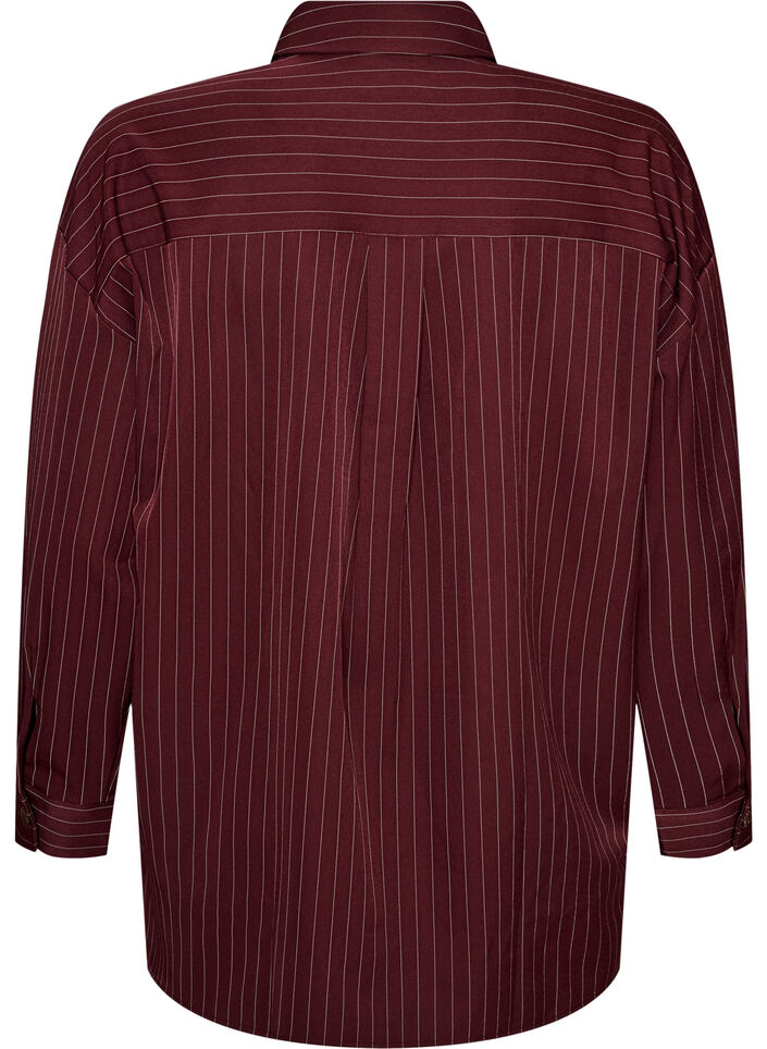 N&aring;lestribet skjorte med brystlommer, R&oslash;d, Packshot image number 1