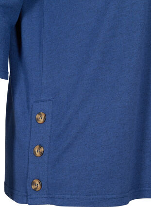 Bluse med 3/4 ærmer og knapper, Twilight Blue Mel, Packshot image number 3