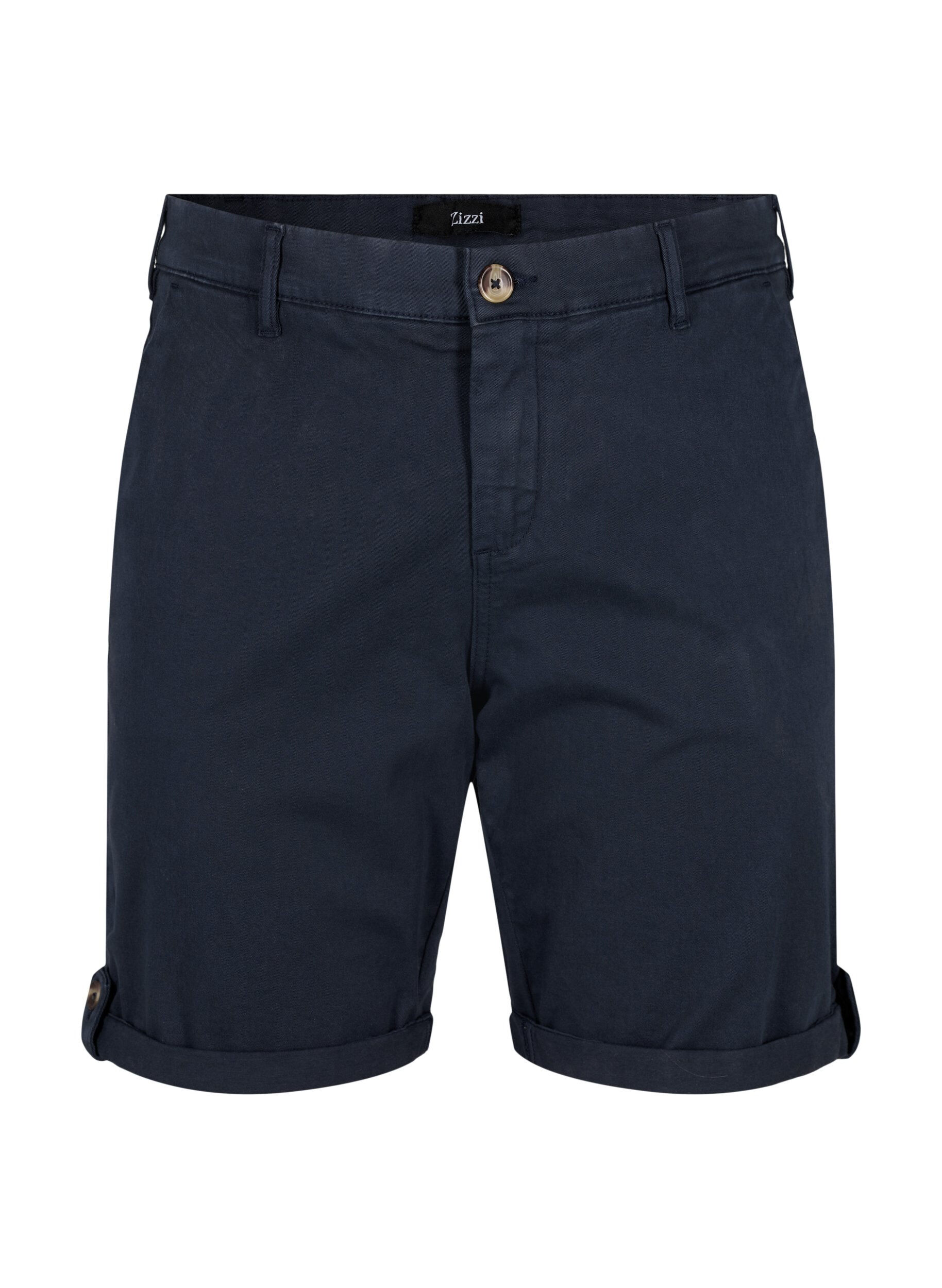 Zizzi Chino shorts med lommer, Navy Blazer, Packshot image number 0