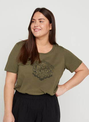 Kortærmet t-shirt med print, Ivy Green WONDER, Model image number 0