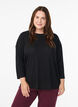 Jerseybluse med 3/4 &aelig;rmer, Sort, Model image number 0