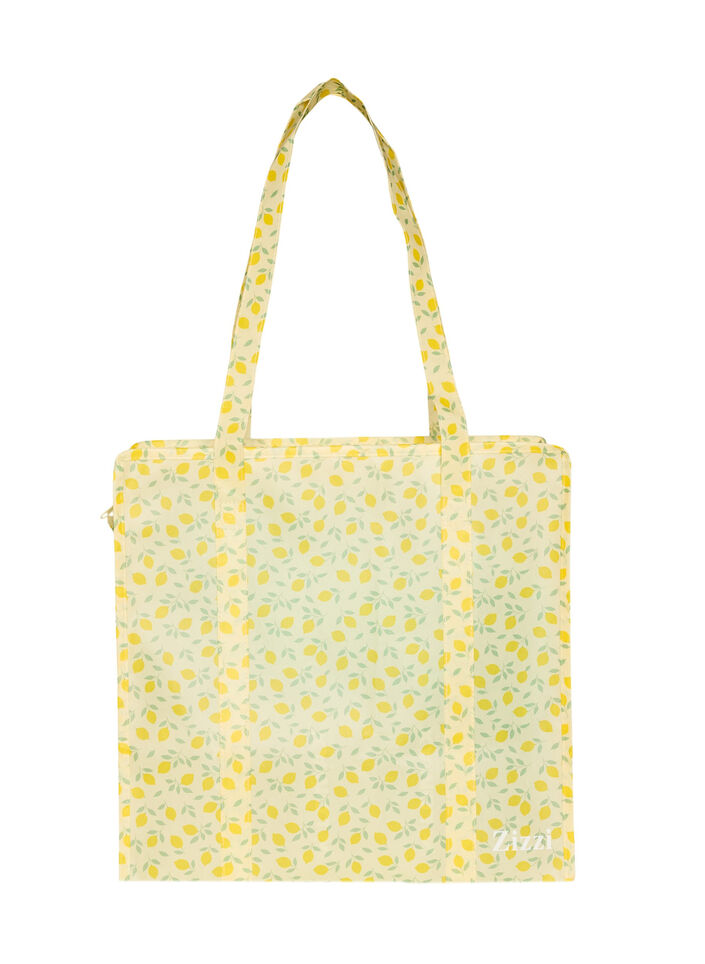 Shoppingbag med lynl&aring;s, Gul, Packshot image number 0