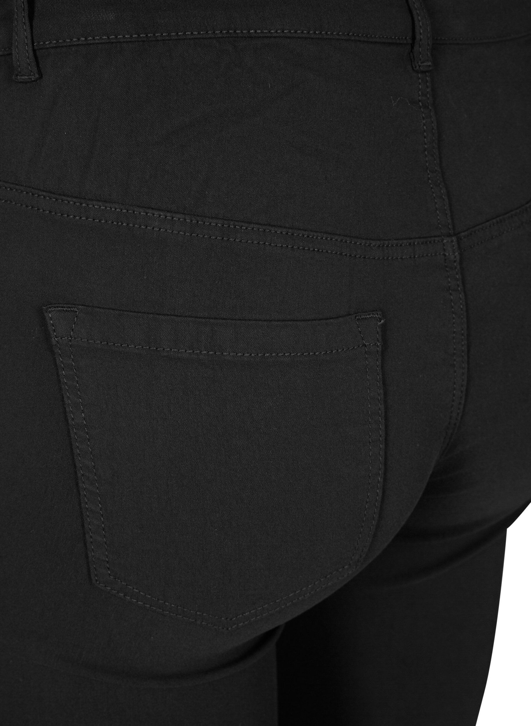 ZizziSlim fit bukser med lommer, Sort, Packshot image number 3