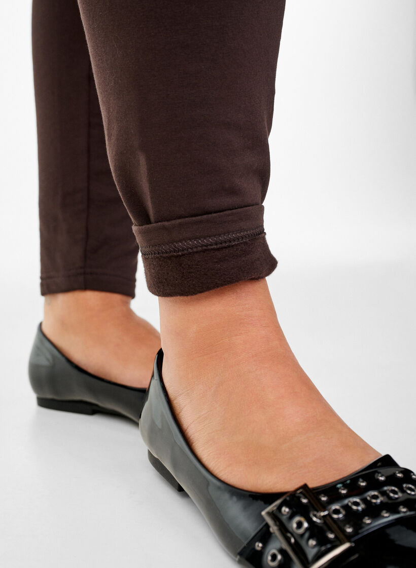 Leggings i bomuld med foer, Brun, Model image number 3