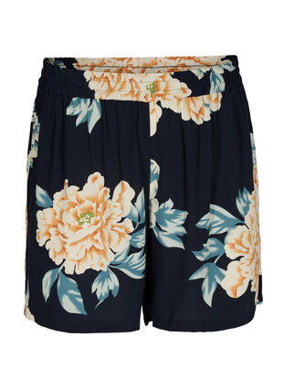 Løstsiddende shorts med blomsterprint, Roses on Navy, Packshot image number 0
